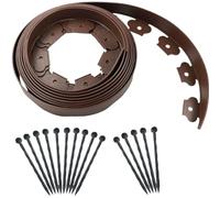 Idées de clôtures Jardin, kit Bordure pelouse 5 m, Ceinture clôture, Chemin en Pierre, barrière d'isolation avec piquets(Brown)
