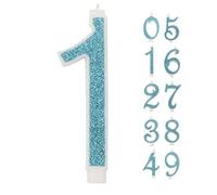 IDEGOS Grande Bougie 10CM, Bougies Chiffres d'anniversaire Numéro 1, 3D BLEU paillettée,Decoration Gateau Anniversaire,Bougies Gâteau Marriage (BLEU, 1)