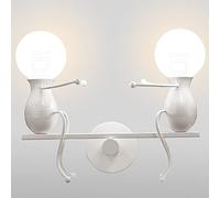 iDEGU 2 Lampes Applique Murale Interieur Lampe Murale Moderne Design Créative Bascule Humanoïde Lampe de Mur Art Déco Éclairage E27 pour Chambre D'enfants, Couloir, Escalier (Blanc)