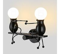 iDEGU 2 Lampes Applique Murale Interieur Lampe Murale Moderne Design Créative Bascule Humanoïde Lampe de Mur Art Déco Éclairage E27 pour Chambre D'enfants, Couloir, Escalier (Noir)