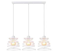 iDEGU 3 Lampes Suspension Luminaire Créatif Lustre Industriel Lampe Plafonnier de Design à Spirale en Cascade E27 Éclairage de Plafond Vintage Suspension pour Chambre Salon Cuisine (20cm Blanc, Barre)