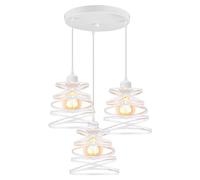 iDEGU 3 Lampes Suspension Luminaire Créatif Lustre Industriel Lampe Plafonnier de Design Spirale en Cascade E27 Éclairage de Plafond Vintage Suspension pour Chambre Salon Cuisine (20cm Blanc, Cercle)
