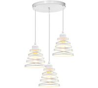 iDEGU 3 Lumières Suspension Luminaire Rétro Créatif Lustre Plafonnier de Design à Spirale en Cascade Vintage Métal E27 Lampe Suspension Industrielle pour Salon Salle à Manger, 15cm (3 Lampes Blanc A)
