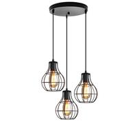 IDEGU 3 Lustres Suspensions Vinatge en Métal Noir Lampe Suspension Industrielle en Cage Style Classique pour Salon Chambre