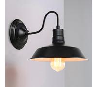 iDEGU Applique Murale Industrielle E27 Lampe Murale Edison Design Métal Plafonnier Luminaire Rétro Applique Intérieure Vintage Décoration pour Salon Chambre Cuisine Café, 26 CM, Noir + Blanc