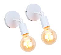 iDEGU Applique Murale Industrielle Vintage E27 Lampe Murale Abat-jour en Métal orientable à 180° Lampe de Mur Interieur pour Chambre Salle de Bains Couloir Salon (Blanc, 2 Pièces)