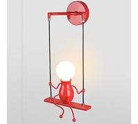 iDEGU Applique Murale Interieur Lampe Murale Moderne Design Balançoire Humanoïde Lampe de Mur Créative Art Déco Éclairage E27 pour Chambre D'enfants Couloir Escalier (Rouge)