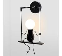 iDEGU Applique Murale Interieur Lampe Murale Moderne Design Balançoire Humanoïde Lampe de Mur Créative Art Déco Éclairage E27 pour Chambre D'enfants Couloir Escalier (Noir)