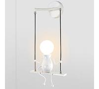 iDEGU Applique Murale Interieur Lampe Murale Moderne Design Balançoire Humanoïde Lampe de Mur Créative Art Déco Éclairage E27 pour Chambre D'enfants Couloir Escalier (Blanc)