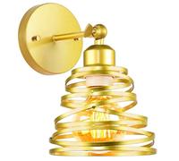 iDEGU Applique Murale Intérieure Industrielle 15cm E27 Luminaire Plafonnier à Spirale en Cascade en Métal Réglable Éclairage Plafond Lampe Murale Vintage pour Chambre Salon Couloir (Doré)