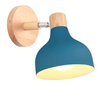 iDEGU Applique Murale Interieure Rétro 15CM Lampe Murale Réglable en Bois Métal E27 Luminaire Industriel Spot LED Plafonnier Vintage Éclairage Mural pour Salon Chambre Salle de Bain (Bleu Oxford)