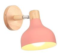 iDEGU Applique Murale Interieure Rétro 15CM Lampe Murale Réglable en Bois Métal E27 Luminaire Industriel Spot LED Plafonnier Vintage Éclairage Mural pour Salon Chambre Salle de Bain (Rose)