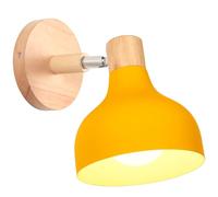 iDEGU Applique Murale Interieure Rétro 15CM Lampe Murale Réglable en Bois Métal E27 Luminaire Industriel Spot LED Plafonnier Vintage Éclairage Mural pour Salon Chambre Salle de Bain (Jaune)