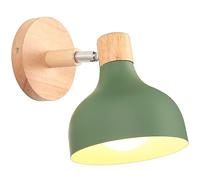 iDEGU Applique Murale Interieure Rétro 15CM Lampe Murale Réglable en Bois Métal E27 Luminaire Industriel Spot LED Plafonnier Vintage Éclairage Mural pour Salon Chambre Salle de Bain (Vert Olive)
