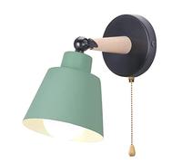 iDEGU Applique Murale Rétro Vintage E27 Luminaire Plafonnier Industriel en Bois et Métal Réglable Lampe Murale Interieur avec Interrupteur Applique Moderne pour Chambre Couloir Cuisine Salon (Vert)