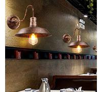 iDEGU Lot de 2 Appliques Murales Industrielle, 26CM E27 Lampe Murale Vintage Edison Design Métal Plafonnier Luminaire Rétro Applique Intérieure Décoration pour Salon Cuisine Café, Rouille