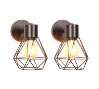 iDEGU Lot de 2 Appliques Murales Interieur Vintage Lampe Murale Design Cage Industriel Plafonnier Luminaire E27 en Métal Rétro Réglable Éclairage Mural pour Chambre Salon Cuisine Café (16cm, Noir)