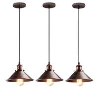 iDEGU Lot de 3 Suspension Luminaire Industriel Design Edison Luminaire Plafonnier E27 Lustre Suspension Rétro pour Salle à Manger Cuisine Salon, Ø 22cm (Rouille 3 Pack)