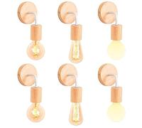iDEGU Lot de 6 Applique Murale Interieur Industrielle LED Lampe Murale Vintage en Bois Métal E27 Luminaire Applique Rétro pour Salon Chambre à Coucher Couloir Salle de Bain (Type C, Blanc, 6 Pack)