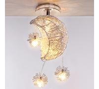 iDEGU Luminaire Plafonnier Lune Étoiles LED Lustre Suspension Luminaire avec 5 Ampoules Éclairage de Décoration pour Chambre D'enfant (15cm, Lumière Blanche Chaude)