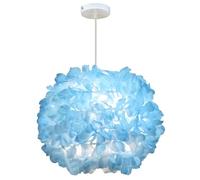 iDEGU Lustre Suspension Ø 30cm Plafonnier Lustre à Fleurs en Tissu Bleu E27 Éclairage de Plafond Moderne Lampe Suspension Luminaire pour Chambre d'enfant Salon (Pétale Bleu)