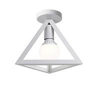 iDEGU Plafonnier Luminaire Moderne Lustre Forme Cage Lampe de Plafon Vintage Abat-jour de Style Géométrique en Métal E27 Éclairage pour Chambre Salon Restaurant, Forme de Triangle, 25CM, Blanc