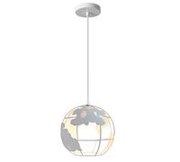 iDEGU Rétro Lustre Suspension Industrielle, Ø 20CM Créatif Design Globe Cage Luminaires Plafonnier Abat-jour en Métal Vintage Lampe pour Enfants Chambre Salon Bar Café (Blanc)