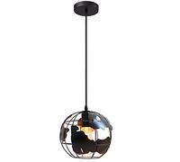 iDEGU Rétro Lustre Suspension Industrielle, Ø 20CM Créatif Design Globe Cage Luminaires Plafonnier Abat-jour en Métal Vintage Lampe pour Enfants Chambre Salon Bar Café (Noir)