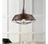 iDEGU Suspension Luminaire E27 Lustre Plafonnier Industriel Ø 36CM Lampe Suspension Vintage pour Salon, Cuisine, Restaurant, Café et Bar - Cuivre Rouille