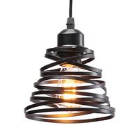 iDEGU Suspension Luminaire Industrielle 15CM Mini Lustre Vintage Plafonnier Créatif Lampe Abat-jour en Spirale E27 Éclairage de Plafond Rétro pour Salle à Manger Cuisine Entrée (Noir, Lampe Seule)