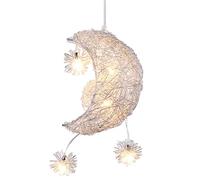 iDEGU Suspension Luminaire Lune Étoiles LED Lustre Plafonnier avec 5 Ampoules Éclairage de Décoration pour Chambre D'enfant (15CM Lumière Blanche Chaude)