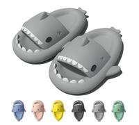 IDEINER Claquettes Requin Femme Homme Shark Slippers Chaussons Requin Pantoufle Souple Confortable Tongs Sandales Forme de Poisson Plage Piscine Sharky Slides Adultes Gris Taille EU 40/41