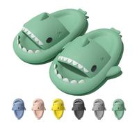 IDEINER Claquettes Requin Femme Homme Shark Slippers Chaussons Requin Pantoufle Souple Confortable Tongs Sandales Forme de Poisson Plage Piscine Sharky Slides Adultes Vert Taille EU 40/41