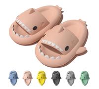 IDEINER Claquettes Requin Femme Homme Shark Slippers Chaussons Requin Pantoufle Souple Confortable Tongs Sandales Forme de Poisson Plage Piscine Sharky Slides Adultes Rose Taille EU 40/41