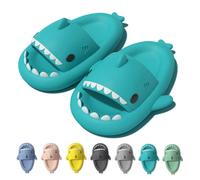 IDEINER Claquettes Requin Femme Homme Shark Slippers Chaussons Requin Pantoufle Souple Confortable Tongs Sandales Forme de Poisson Plage Piscine Sharky Slides Adultes Vert Menthe Taille EU 40/41