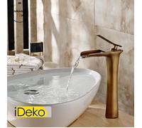 iDeko® Robinet Mitigeur lavabo cascade vasque salle de bain haut cuivre