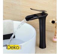 iDeko® Robinet Mitigeur lavabo cascade vasque salle de bain haut noir