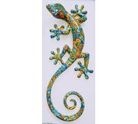 IDELLIA Salamandre Bleue Orange A Motifs PROVENCAUX en RÉSINE Grand MODÈLE 41 CM