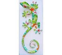 IDELLIA SALAMANDRE EN RÉSINE VERT JAUNE MULTICOLORE GRAND MODÈLE 41 CM