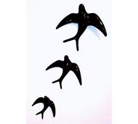 Idellia VOL Hirondelles Noires en CERAMIQUE Peint Main A ACROCHER