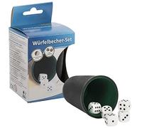 Idena 10002234 - Cube Lot de gobelets en Cuir avec 5 dés