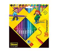 Idena 10039 - Lot de 36 feutres dans Un étui en Carton, avec Pointe de 2 mm, Couleurs intenses, lavables, pour Peindre et Dessiner à la Maternelle, à l'école et Les Loisirs