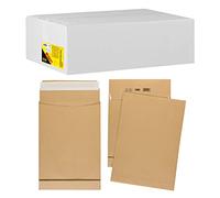 Idena 10253 - Pochette pliable adhésive sans fenêtre, DIN B4, 150 g/m², fond 4 cm, 100 pièces, 250 x 352 mm, brun natron