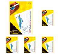 Idena 10393 - Bloc scolaire, DIN A4, 50 feuilles, 70 g/m², ligné, perforé (Lot de 5)