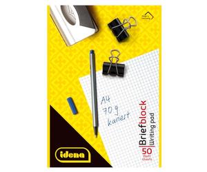 Idena 10397 - Bloc-notes, DIN A4, 50 feuilles, 70 g, quadrillé, collé en tête, 1 pièce