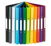Idena 10426 - Classeur à anneaux DIN A4, en set de 12, mécanisme à 2 anneaux de 16 mm de diamètre, largeur du dos 2 cm, en 12 couleurs différentes, convient pour env. 30 feuilles de 80 g/m