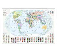 Idena 10447 - Sous-main avec deux poches, mappemonde, environ 58,5 x 38,5 cm, accessoire pratique pour les chambres d'enfants, de jeunes et d'études, Version Allemande