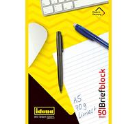 Idena 10696 - Bloc-notes, DIN A5, 50 feuilles, 70 g, ligné, collé en tête, 1 pièce