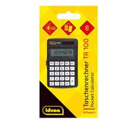 Idena 11094 - Calculatrice de poche TR100 avec couvercle de protection, à énergie solaire, pile incluse, calculatrice de bureau en noir avec écran 8 chiffres, env. 7,3 x 11,7 x 1 cm
