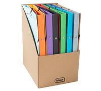 Idena 11097 - Classeurs à anneaux Eco en carton en DIN A4, 12 classeurs de couleur avec largeur de dos 20 mm et mécanisme à 2 anneaux, élastique sur le coin